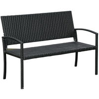 ZAHRADNÍ lavice 122/60/87 cm černá z oceli a polyratanu pro 2 osoby - černá, kov (60/85/122cm) - OKWISH