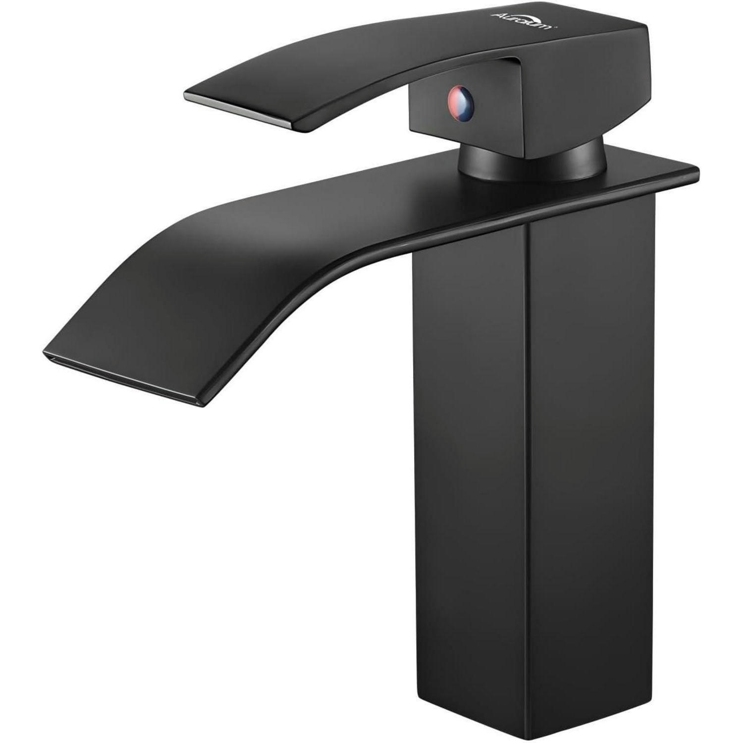 WASCHTISCHARMATUR Wasserfall Schwarz matt 114 mm - Schwarz, Metall (11.5/14.4/18.3cm)