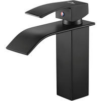 WASCHTISCHARMATUR Wasserfall Schwarz matt 114 mm - Schwarz, Metall (11.5/14.4/18.3cm)