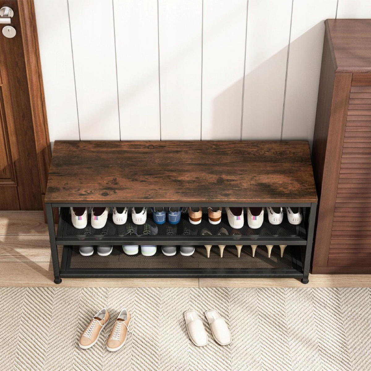 SCHUHSCHRANK, braun, 100/45/30 cm - Braun, Holzwerkstoff (100/45/30cm)