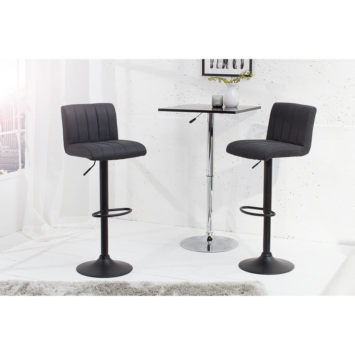 BARHOCKER PORTLAND Microfaser Grau - Grau, Textil (42/88/49cm) - riess-ambiente