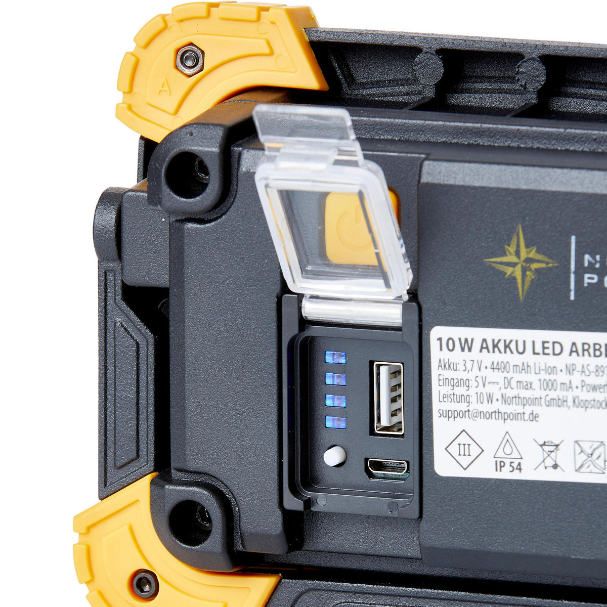 LED-AKKU-BAUSTRAHLER - dimmbar mit 1100 Lumen, IP54 und Powerbankfunktion für Outdoor-Einsatz, 2er-Set - Schwarz, Kunststoff (4.7/16/11.5cm) - Northpoint