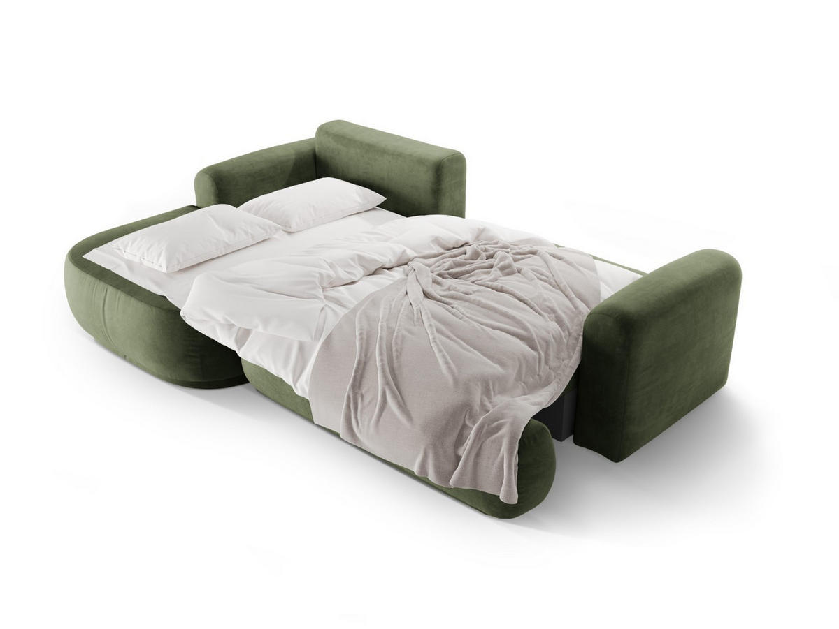SCHLAFSOFA modular mit Bettkasten links Ella aus Samt grün 5 Sitzplätze - Grün, Textil (174/271cm) - Micadoni