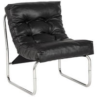CLUBSESSEL mit Chromkufen im Retro-Stil, modular verbindbar, Schwarz 73x60x76 cm - Silberfarben/Schwarz, Textil/Metall (60/76/71cm) - KADIMA DESIGN