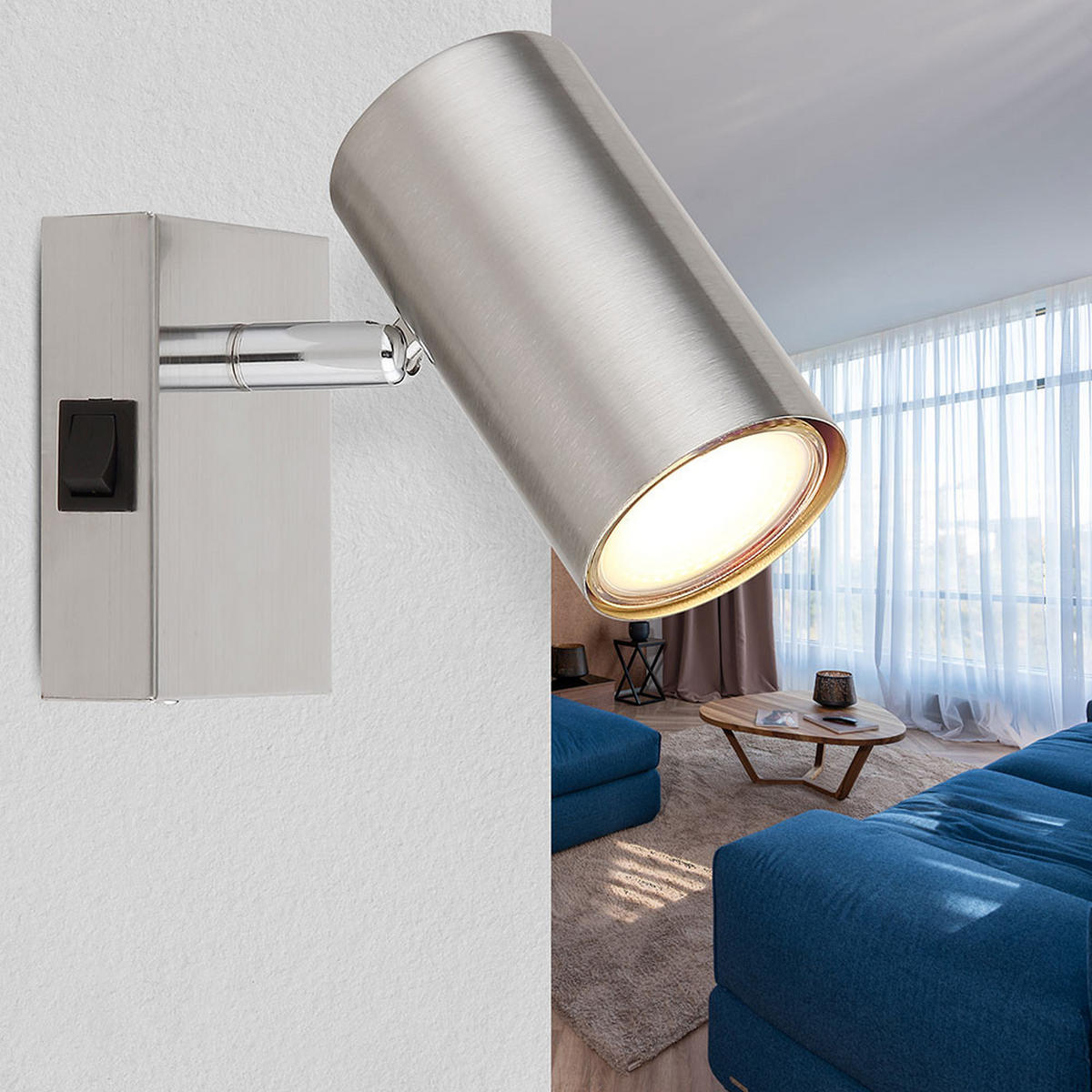 LED WANDLEUCHTE Robby Metall Silber - Silberfarben, Metall (7/10/12cm) - Globo Lighting