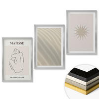 WANDBILDER 3er Set - 40x60 cm Silberner Rahmen - Minimalistische Sandlinien Sonne - Silberfarben, Kunststoff (40/60cm) - ArtPrintCave