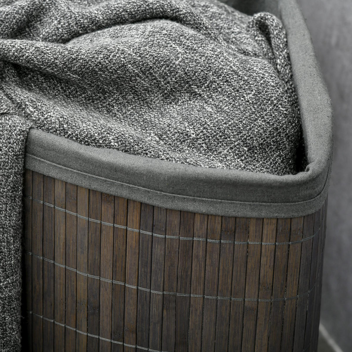 WÄSCHEKORB DE-09440 55 L mit Deckel & Griff Grau - Grau, Naturmaterialien (38/57/38cm) - ComfortXL