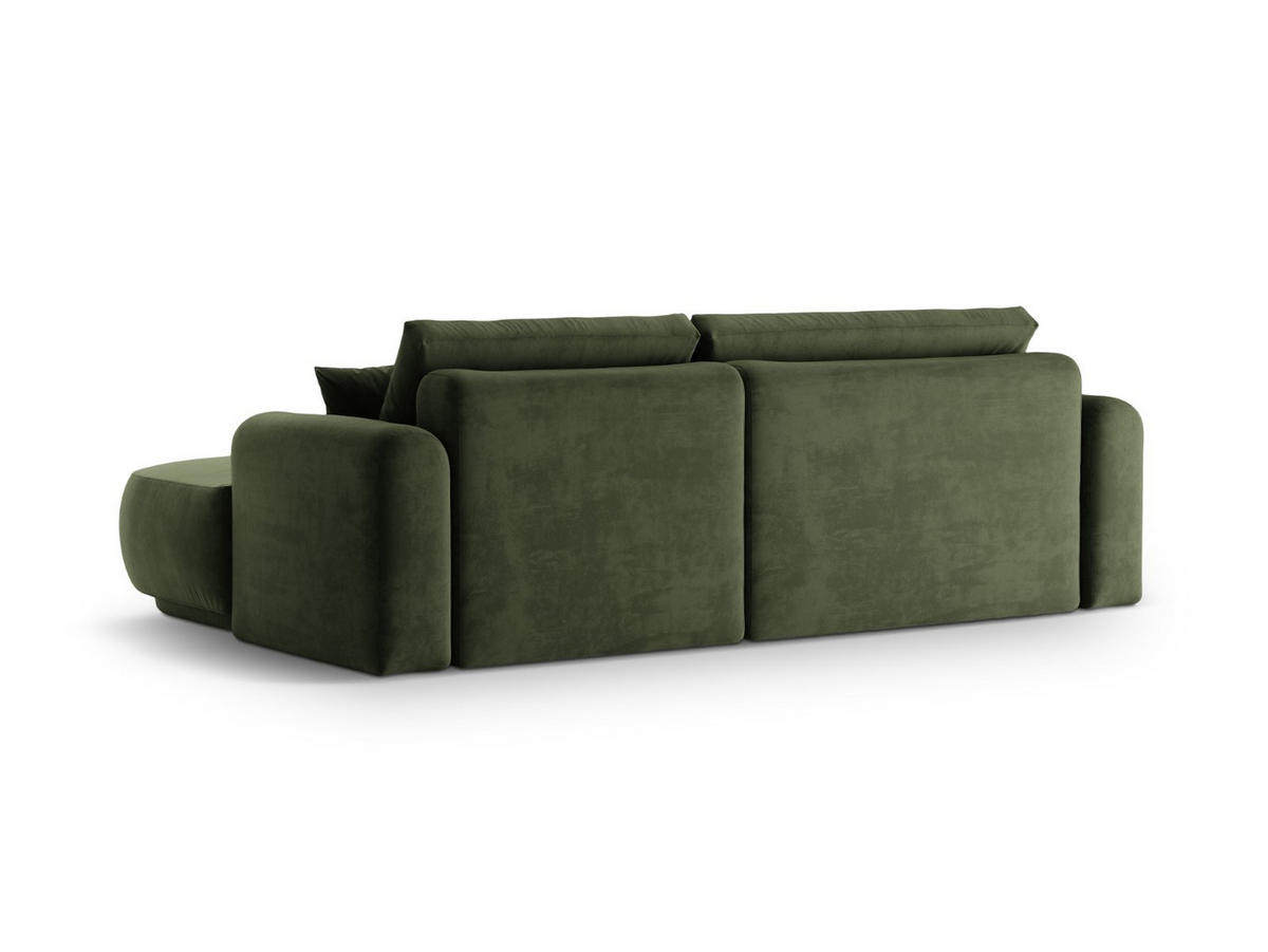 SCHLAFSOFA modular mit Bettkasten rechts Ella aus Samt grün 5 Sitzplätze - Grün, Textil (174/271cm) - Micadoni