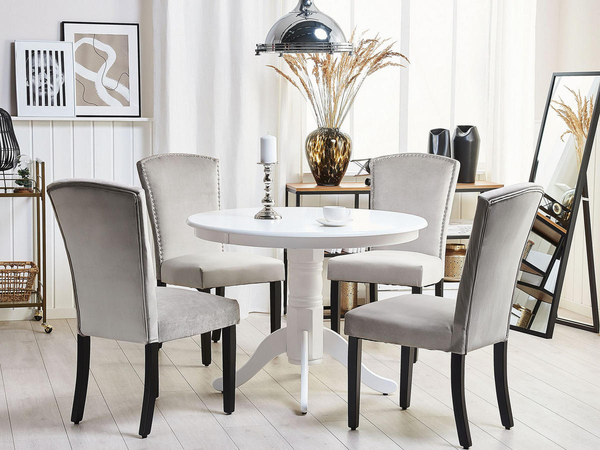 ESSZIMMERSTUHL 2er-Set Samtstoff Grau Piseco - Grau, Holz/Textil (48/97/62cm) - Beliani