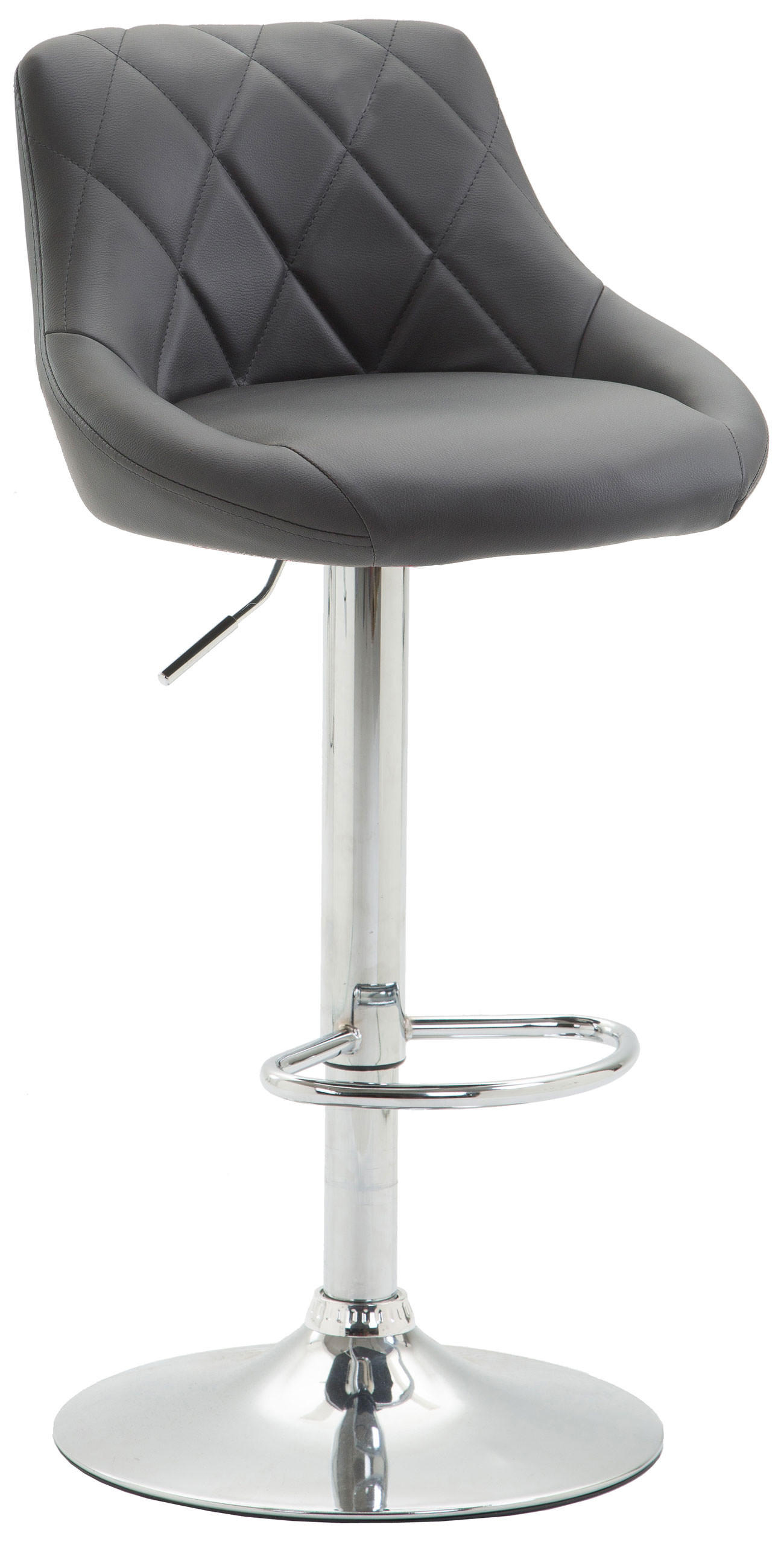 BARHOCKER Lederlook grau - Chromfarben/Grau, Textil/Metall (46/83/49cm) - CLP