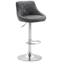 BARHOCKER Lederlook grau - Chromfarben/Grau, Textil/Metall (46/83/49cm) - CLP