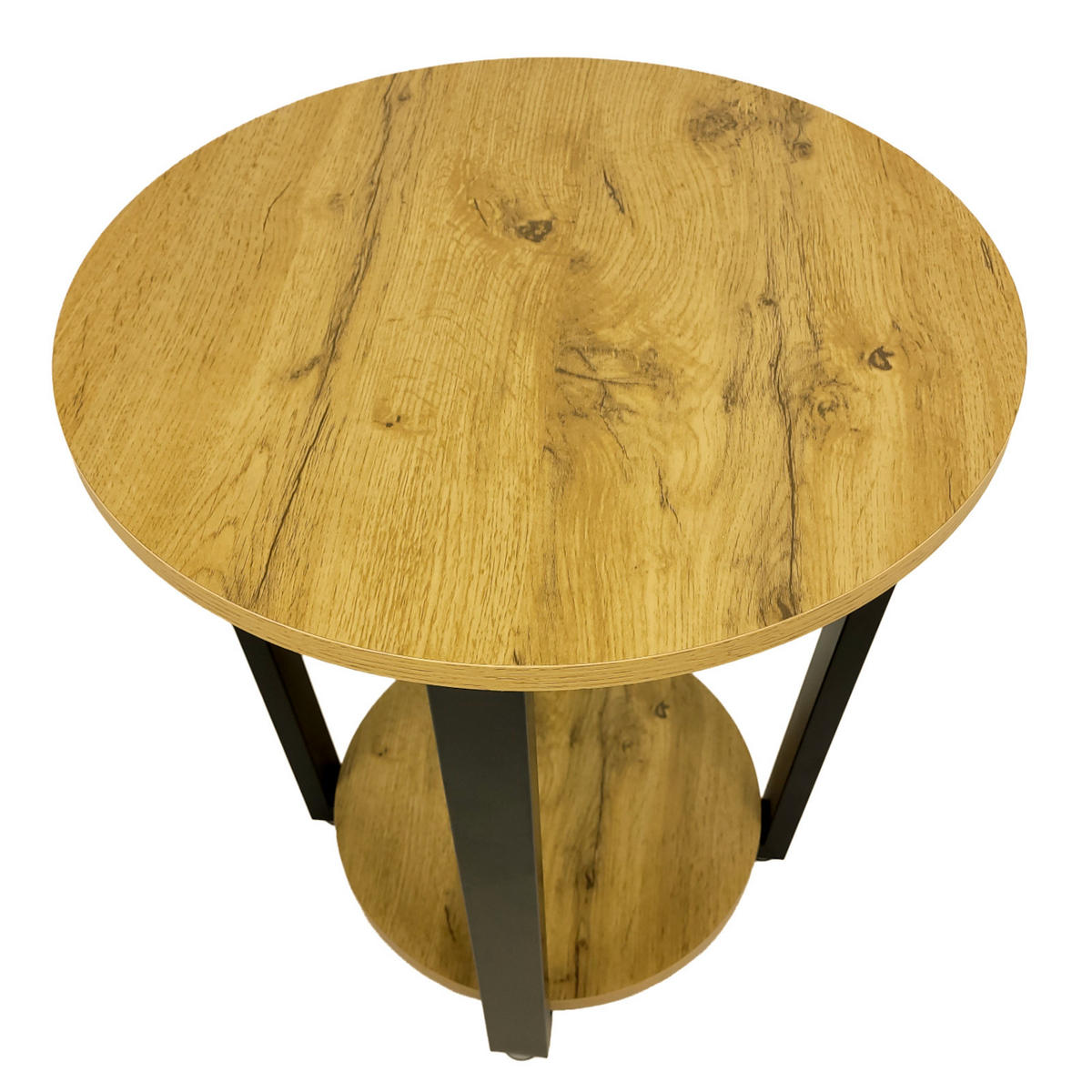 COUCHTISCH Holzoptik Metall Eichefarben Schwarz rund klein 46x52 cm - Eichefarben/Schwarz, Holzwerkstoff/Metall (46/46/52cm) - Begryf