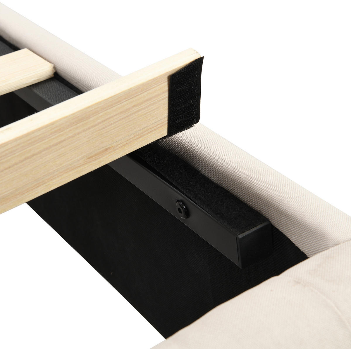 POLSTERBETT 90/200 cm Beige aus Leinen mit Lattenrost - Beige, Textil (90/200cm) - OKMYHOME