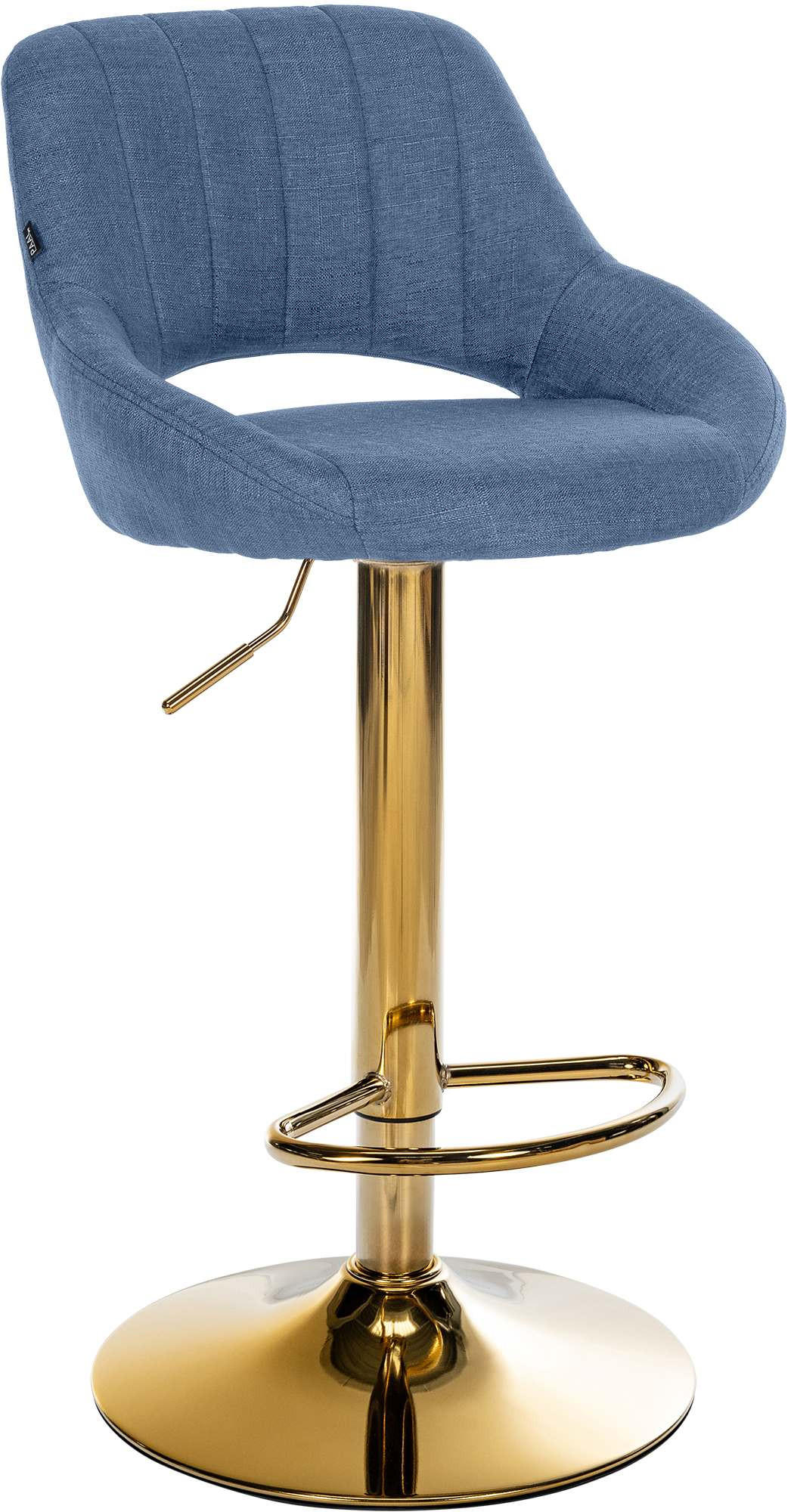 BARHOCKER Stoff Blau - Blau/Goldfarben, Textil/Metall (47/85/48cm) - CLP