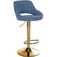 BARHOCKER Stoff Blau - Blau/Goldfarben, Textil/Metall (47/85/48cm) - CLP