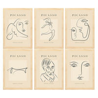 POSTER Set Mit 6 Illustrationen Von Pablo Picasso Starren A3 Rahmen Aus Hellem Holz - Beige, Papier (29/3cm) - Nacnic