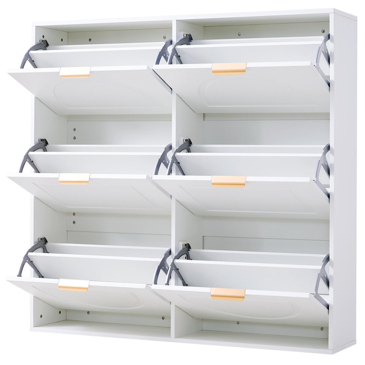 SCHUHSCHRANK 118/115/25 cm Weiß aus MDF und Holzwerkstoff mit 6 Klappenfächern - Weiß, Holzwerkstoff (118/115/25cm) - OKMYHOME