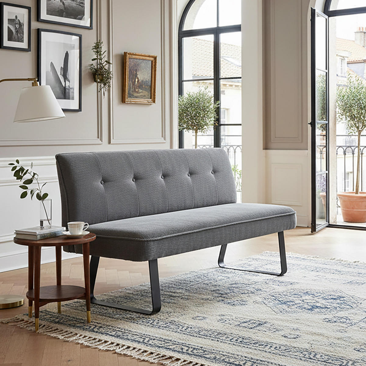 SITZBANK EMILIA - Grau, Metall (156/88/65cm) - DUBI Möbel