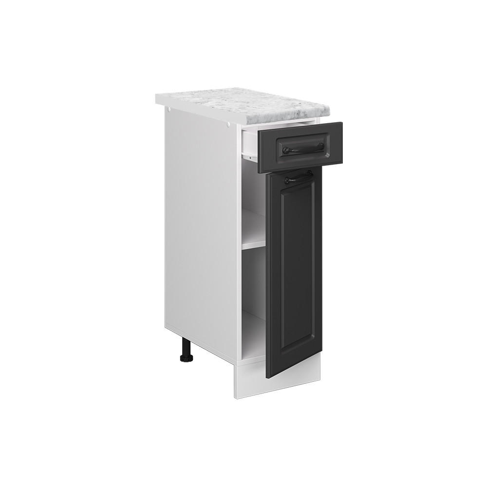 SCHUBLADENSCHRANK R-Line Anthrazit Landhaus 30 cm AP Marmor - Dunkelgrau/Anthrazit, Holzwerkstoff (30/81.6/60cm) - Vicco