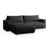 ECKSOFA TURIN P Schwarz Kordstoff mit Schlaffunktion - Schwarz, Holz (265/183cm) - MASSENO