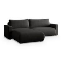 ECKSOFA TURIN P Schwarz Kordstoff mit Schlaffunktion - Schwarz, Holz (265/183cm) - MASSENO