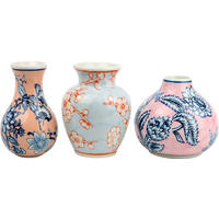 VASENSET Ming rosa hellblau floral Porzellan 3-tlg. - Rosa, Keramik (13cm) - FURNARO