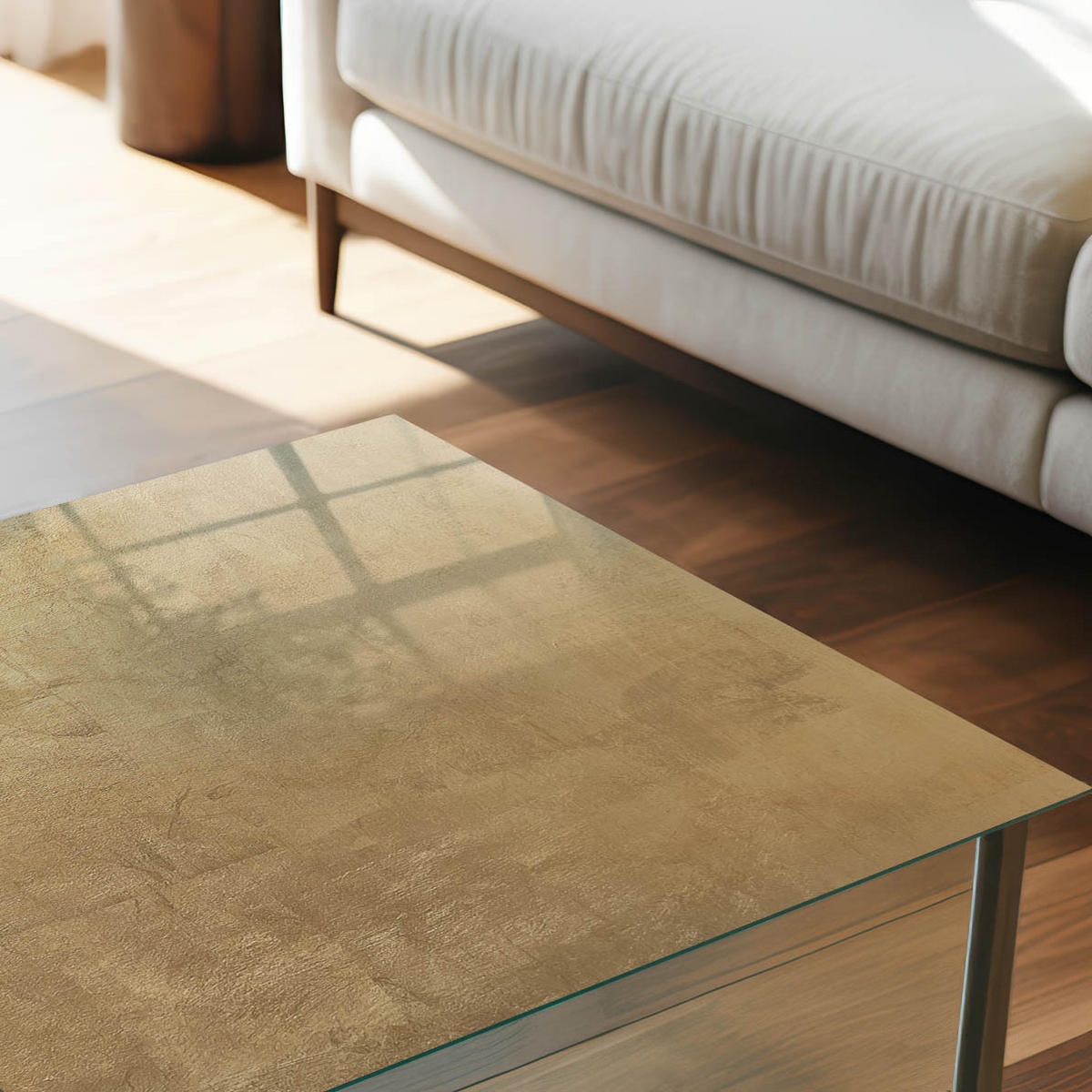 TISCHPLATTE 50x50 cm – Warme Textur - Beige, Glas (50/50/0.4cm) - Wallfluent