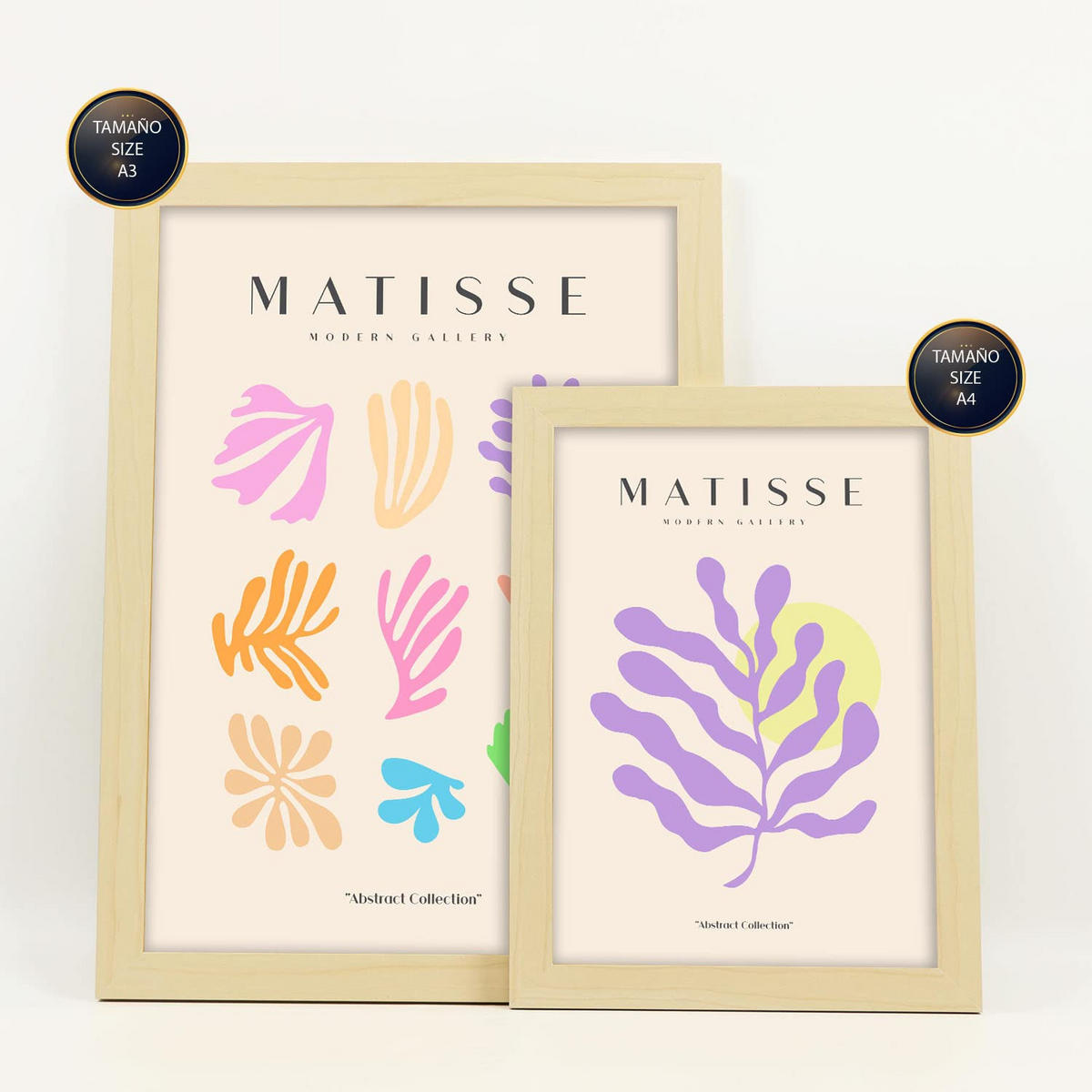 POSTER Set Mit 6 Henri Matisse Vegetation Drucke Des Fauvismus Und Der Abstrakten Kunst Für Innenarchitektur A3 & A4 Rahmen Aus Hellem Holz - Beige, Papier (29/3cm) - Nacnic