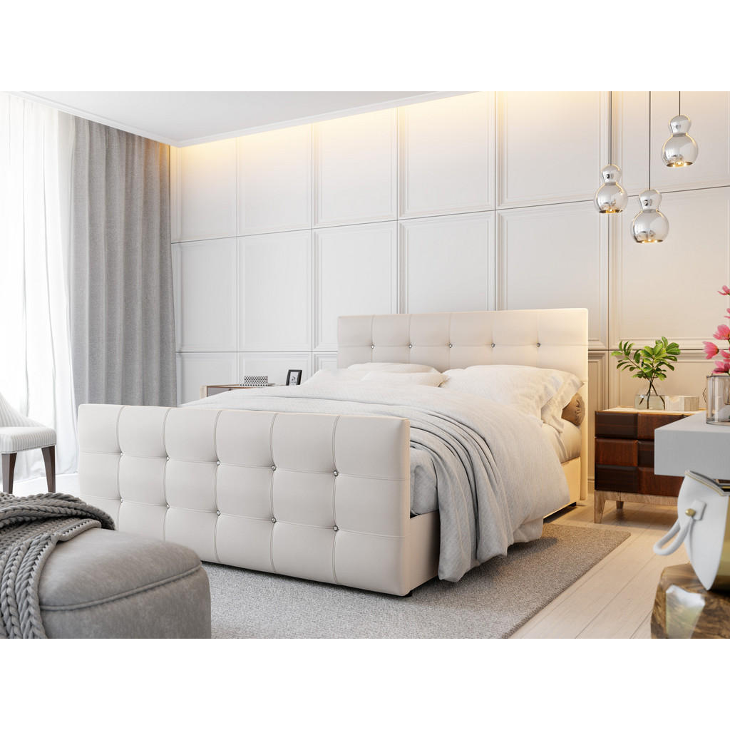 Thumbnail - Bedante Boxbett, Weiß, Textil, Höhe ca. 19 cm, 200x200 cm, Oeko-Tex® Standard 100, Schlafzimmer, Betten, Boxspringbetten