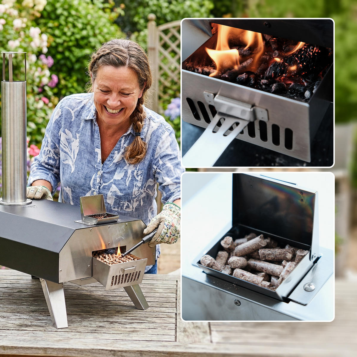 PIZZAOFEN - Multicolor, Stein/Metall (36/72/68cm) - Relaxdays