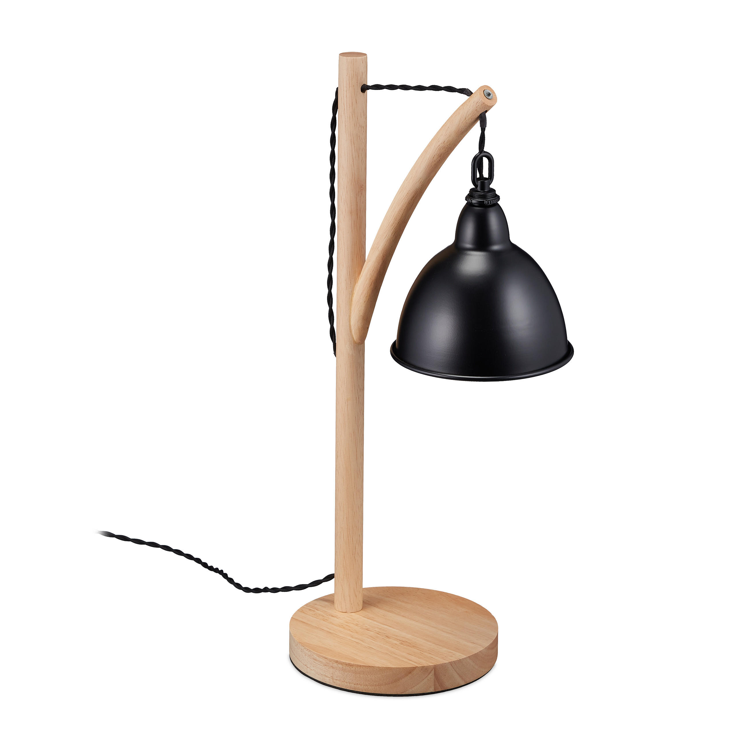TISCHLAMPE - Multicolor, Holz/Textil (26/18/52cm) - Relaxdays