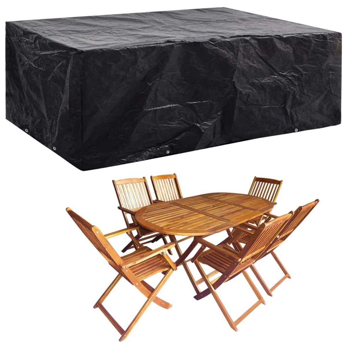 GARTENMÖBEL-ABDECKUNG 8 Ösen 242/162/100 Cm - Schwarz, Kunststoff (242/162/100cm) - vidaXL