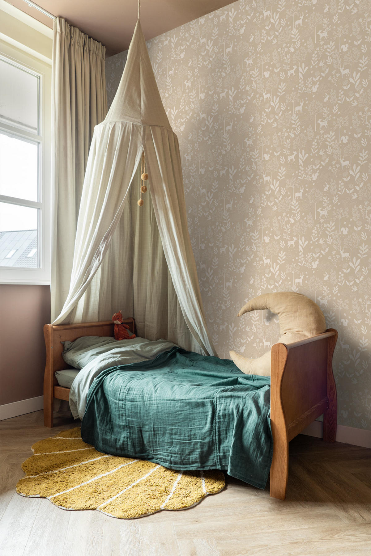 TAPETE Wald mit Waldtieren 53 cm x 10.05 m - Beige, Papier (53/0.1cm) - ESTAhome