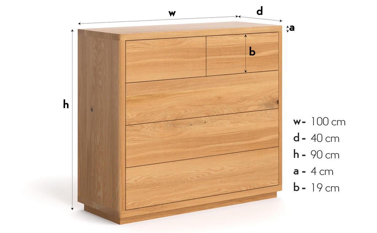 SIDEBOARD Soma aus massivem Eichenholz - Eichefarben/Naturfarben, Holz (100/90/40cm) - Danzz