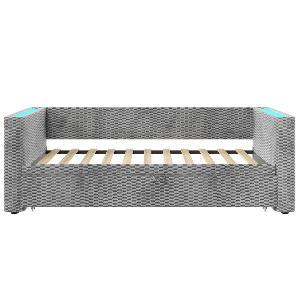 TAGESBETT 90/200 cm DE-04694, mit Ausziehbett in Grau - Grau, Holzwerkstoff/Metall (90/200cm) - ComfortXL
