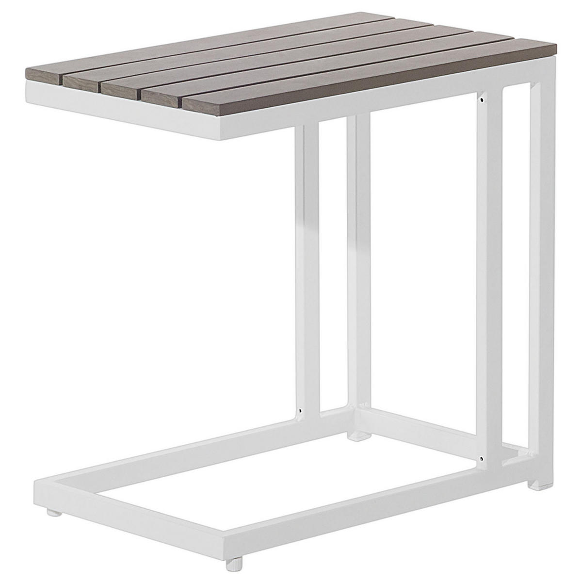 LOUNGE SET 5-Sitzer weiß Auflagen beige Messina - Beige/Weiß, Metall - Beliani