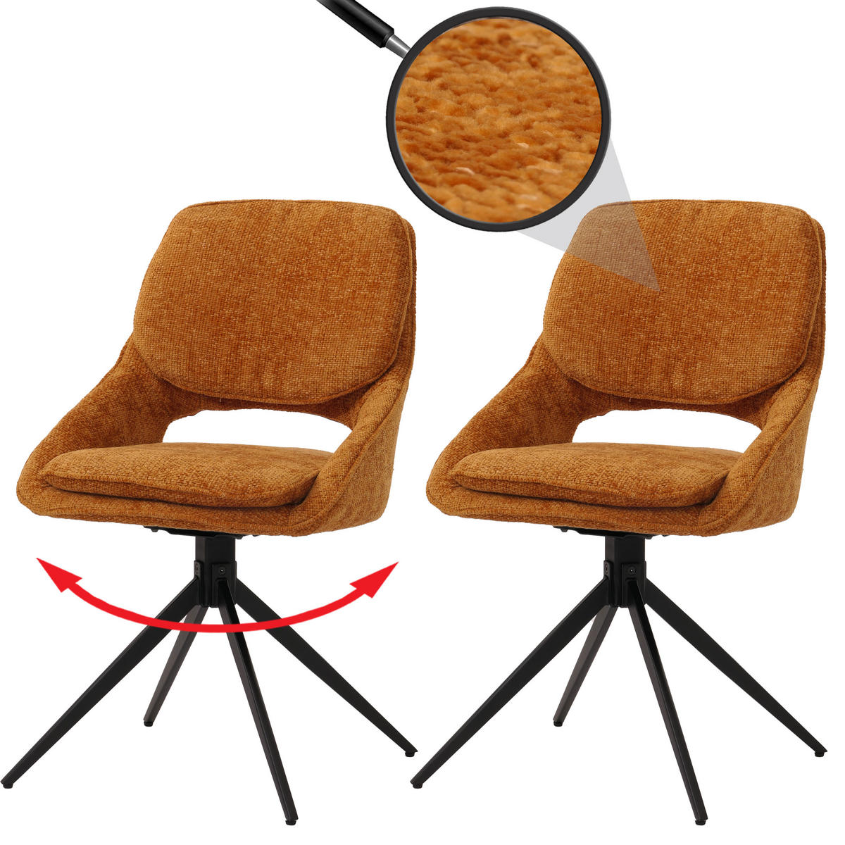 ESSZIMMERSTUHL Gelb 2er-Set - Gelb, Textil (55/87/55cm) - MCW