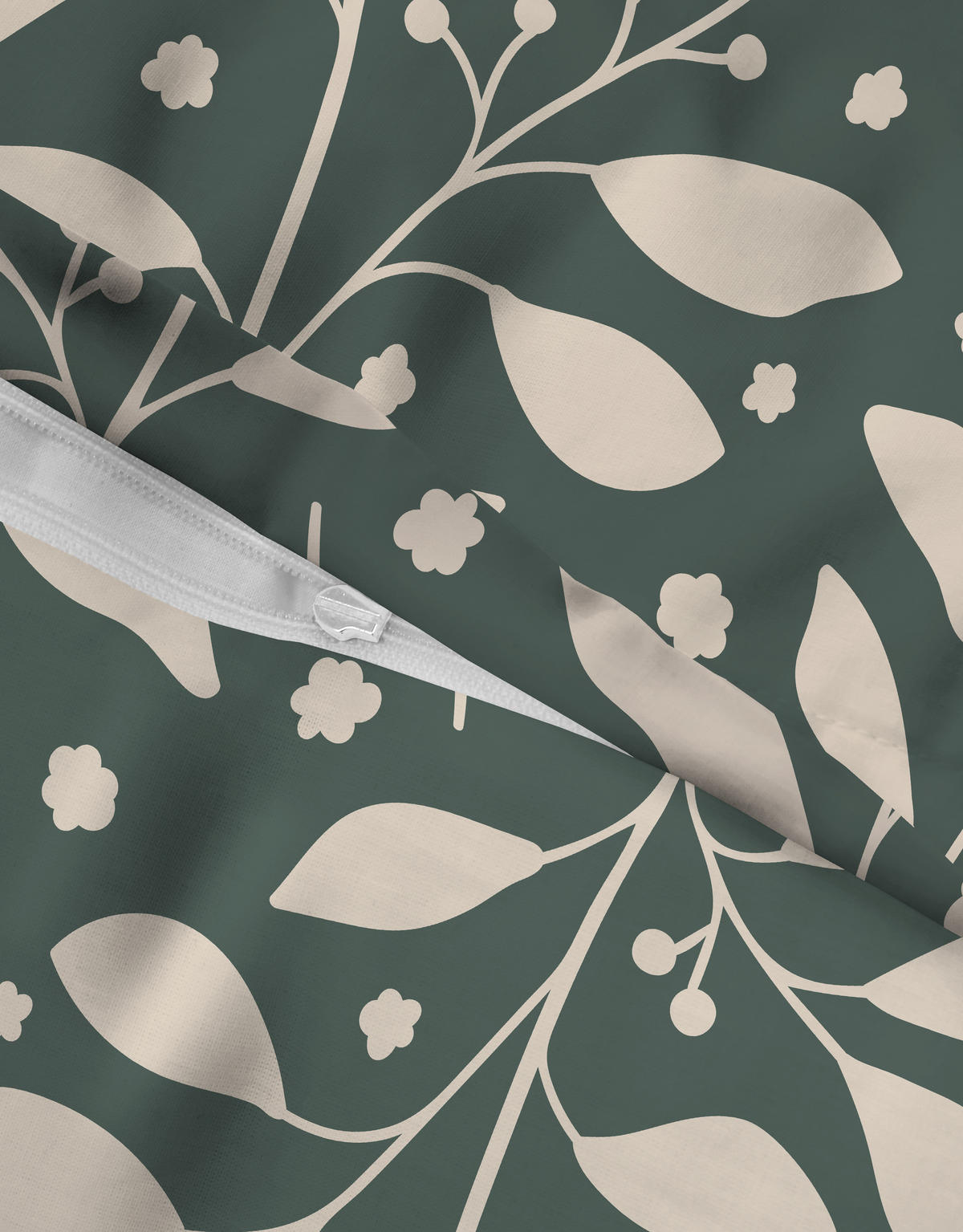 BETTWÄSCHE-GARNITUR Jersey Blätter schilf, 135x200 cm + 80x80 cm - Grün, Textil (135/200cm) - Castell