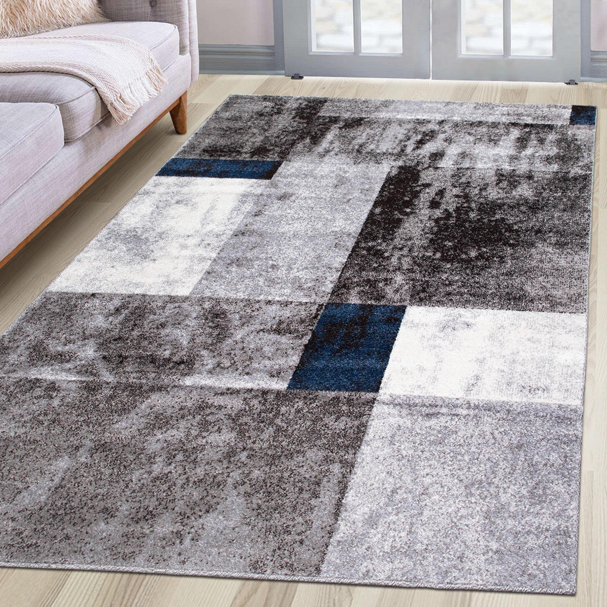 BETTUMRANDUNG Phönix abstraktes Design blau 1 x 67 x 340 cm, 2 x 67 x 140 cm Set 3-teilig - Blau, Kunststoff/Textil (67/620cm)