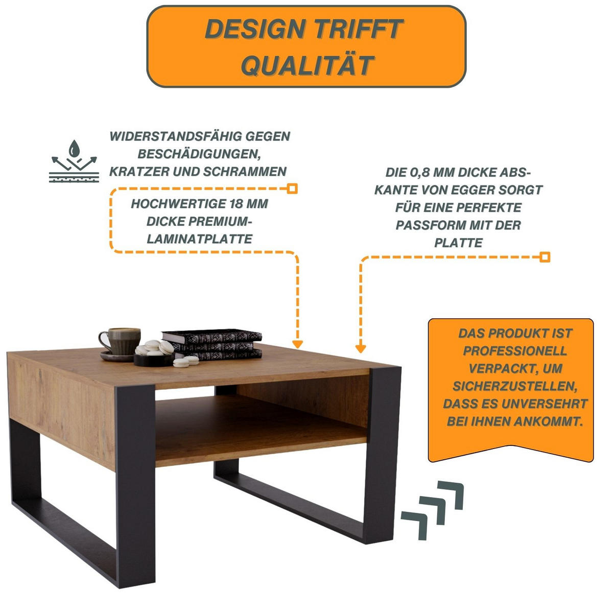 COUCHTISCH Holzwerkstoff rechteckig stabil Nussbaumfarben 45/71.5/68cm - Nussbaumfarben/Schwarz, Holzwerkstoff (71.5/68/45cm) - CraftPAK