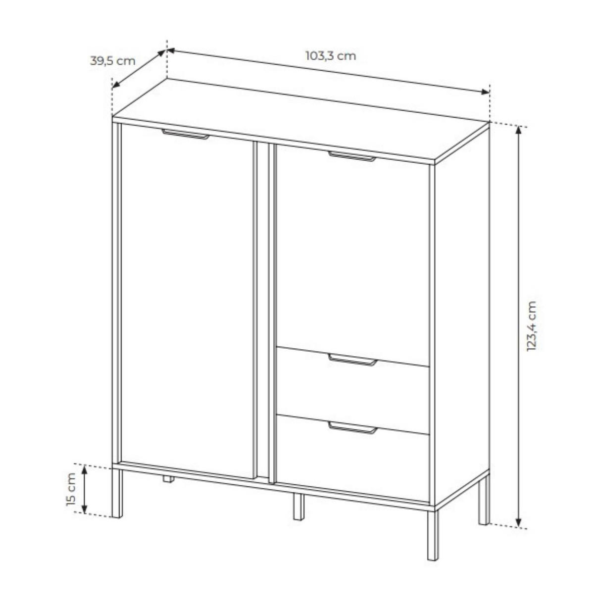 KOMMODE Lars Antrazit, Kombikommode mit Schubladen - Anthrazit, Holzwerkstoff/Metall (103/123/40cm) - Bettso