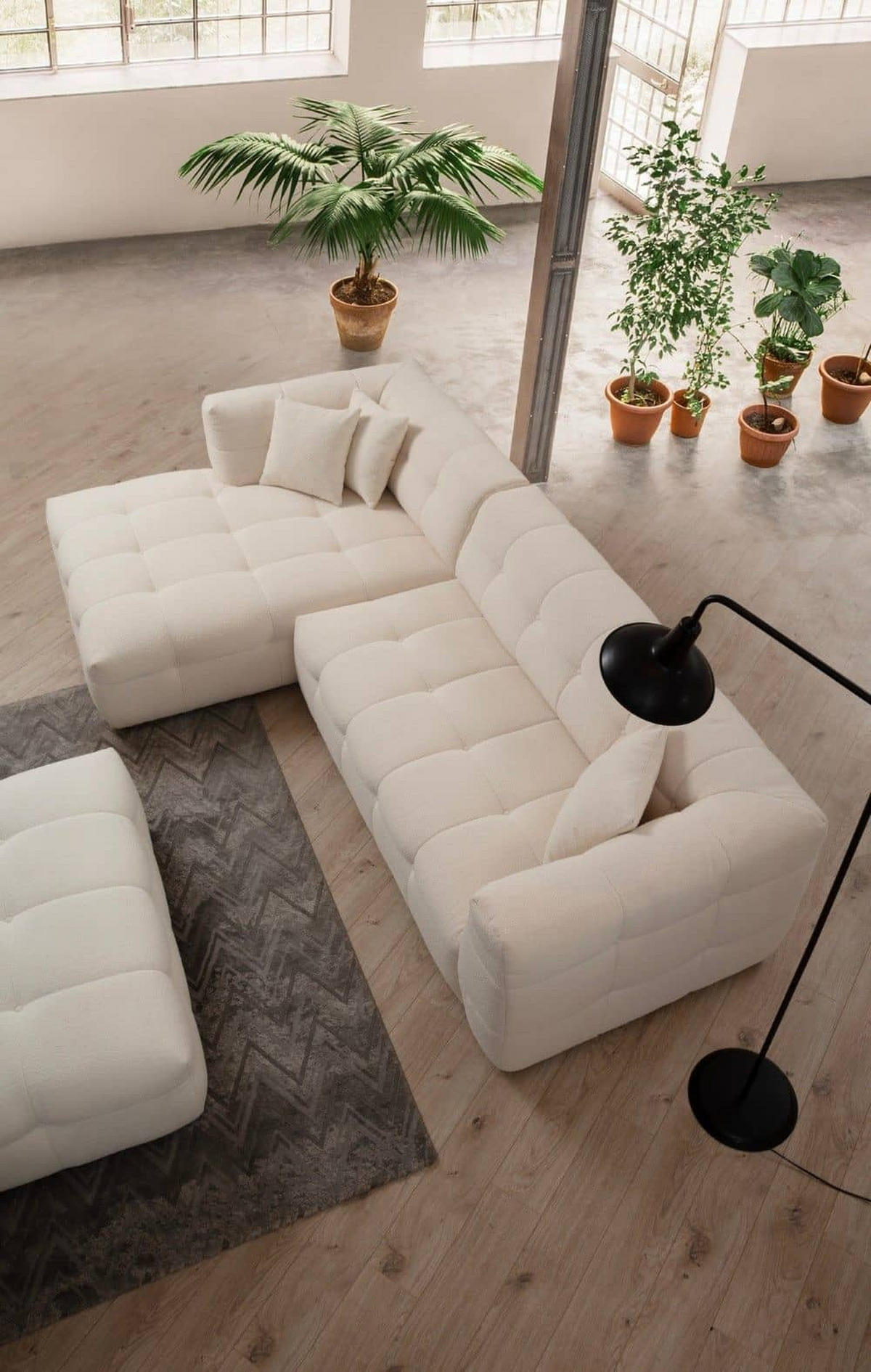 ECKSOFA modernes Design - Beige/Schwarz, Holz/Kunststoff (300/150cm) - myHomelando