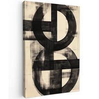 LEINWANDBILD Kreise - Balken - Schwarz - Abstrakt Deko XXL 80x120 cm - Schwarz, Textil (80/120cm) - MuchoWow