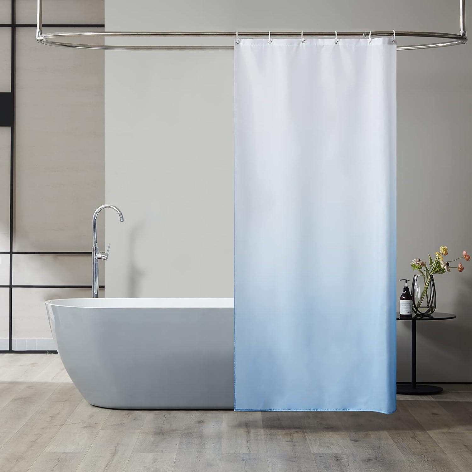 DUSCHVORHANG Hellblau 90 x 180 cm schimmelresistent maschinenwaschbar klein Stoff - Multicolor, Textil (90/180cm) - MCBOSON