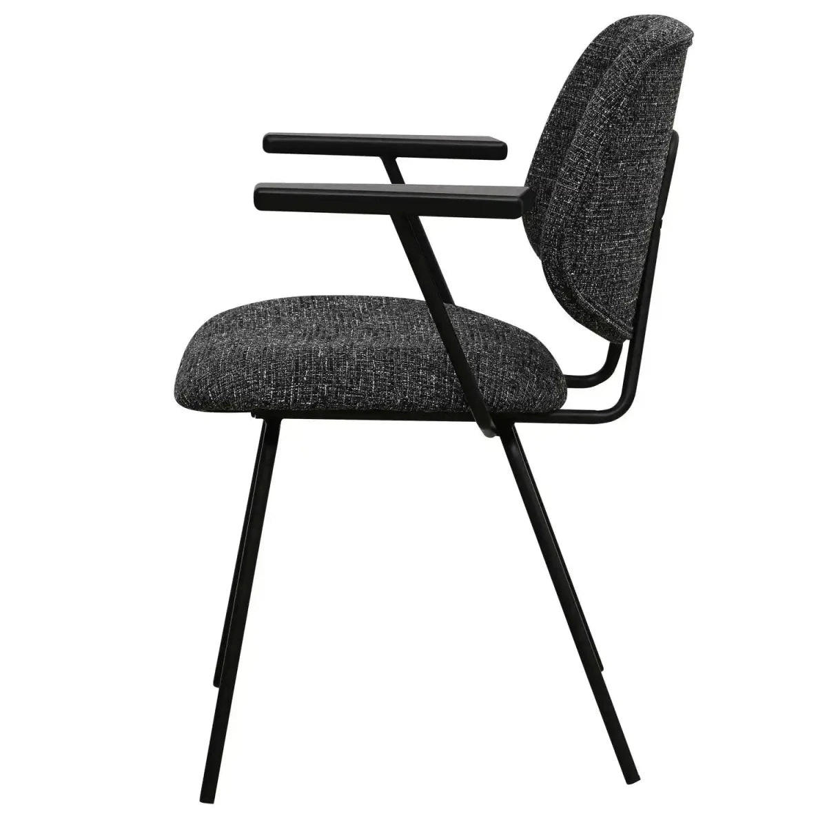 ARMLEHNSTUHL-SET 6 Stück in Teddystoff Schwarz - Schwarz, Textil/Metall (50/82/58cm) - Furnhouse