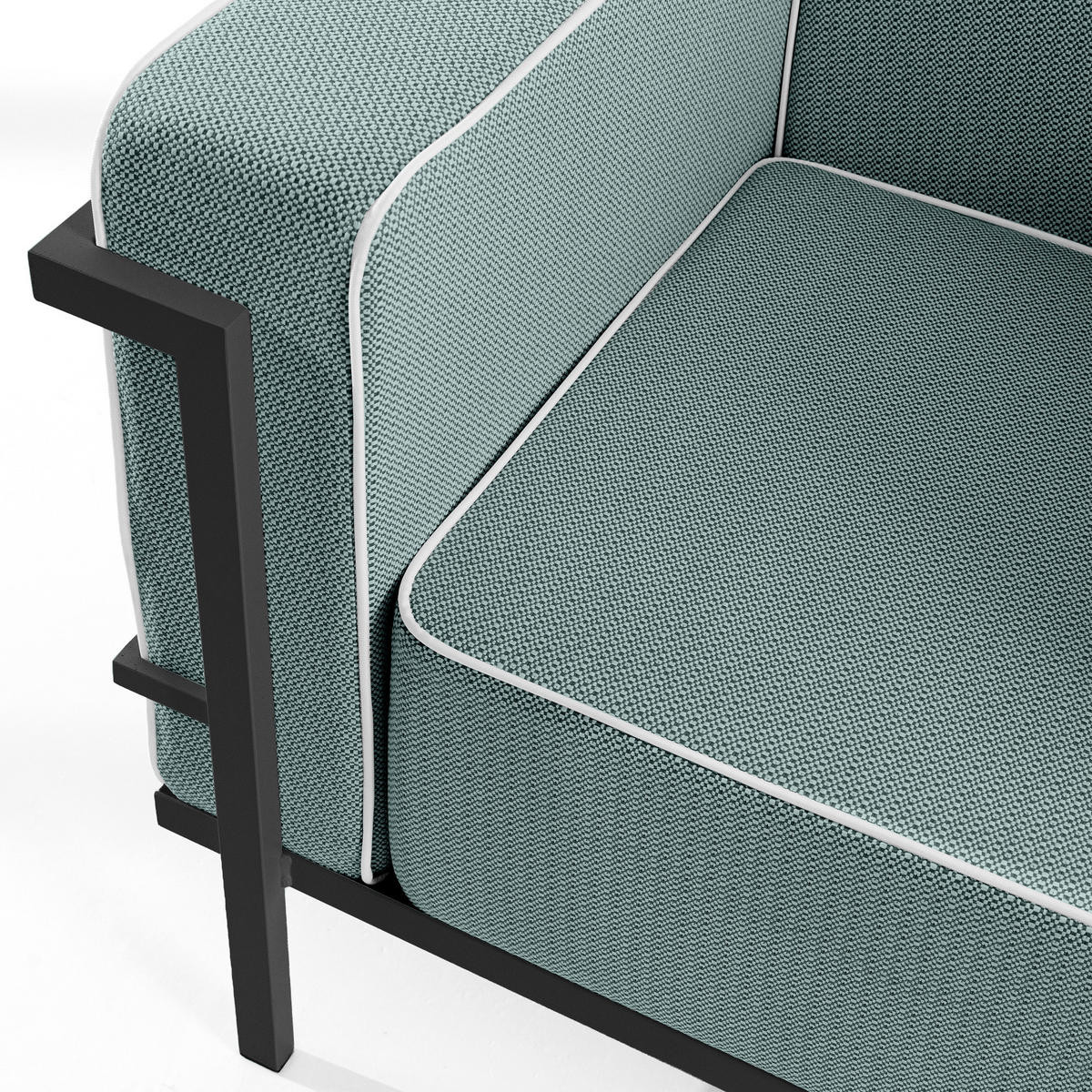 GARTENSOFA TRIGLO 3-Personen, Stahlrahmen, Modern, Dunkelgrau - Dunkelgrün/Dunkelgrau, Textil/Metall (229/70/69cm) - KONSIMO®