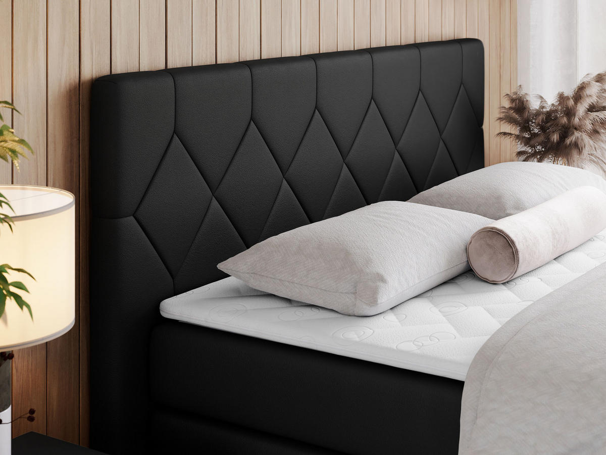 BOXSPRINGBETT KING EIGAR 200/200 Schwarz Kunstleder - H3 - Schwarz, Holz/Textil (200/200cm) - MKS