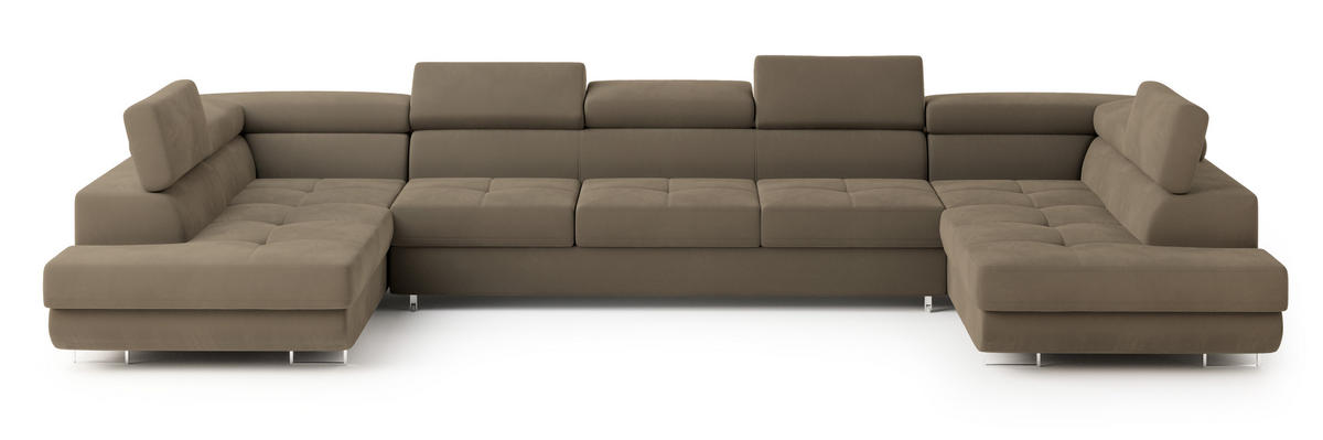 ROHOVÁ SEDAČKA ISOLANO béžová - stříbrná/béžová, kov/dřevo (408/202cm) - MASSENO