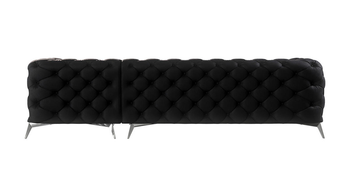 ECKSOFA Chesterfield Laura Schwarz Samt - Silberfarben/Schwarz, Holz/Textil (305/200cm) - S-Style Möbel
