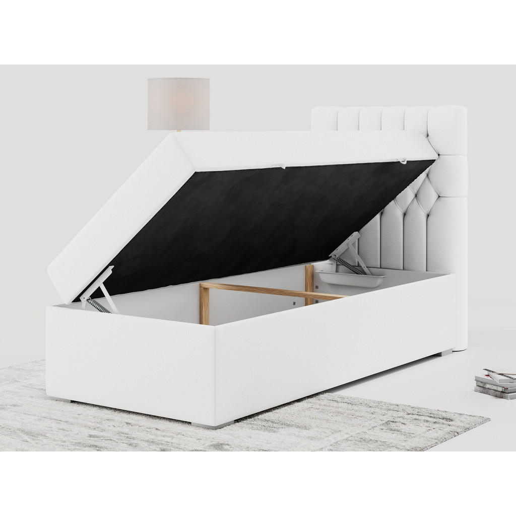Thumbnail - MKS Boxbett, Weiß, Textil, 1-Sitzer, H3, Rechteckig, 90x200 cm, Schlafzimmer, Betten, Boxspringbetten